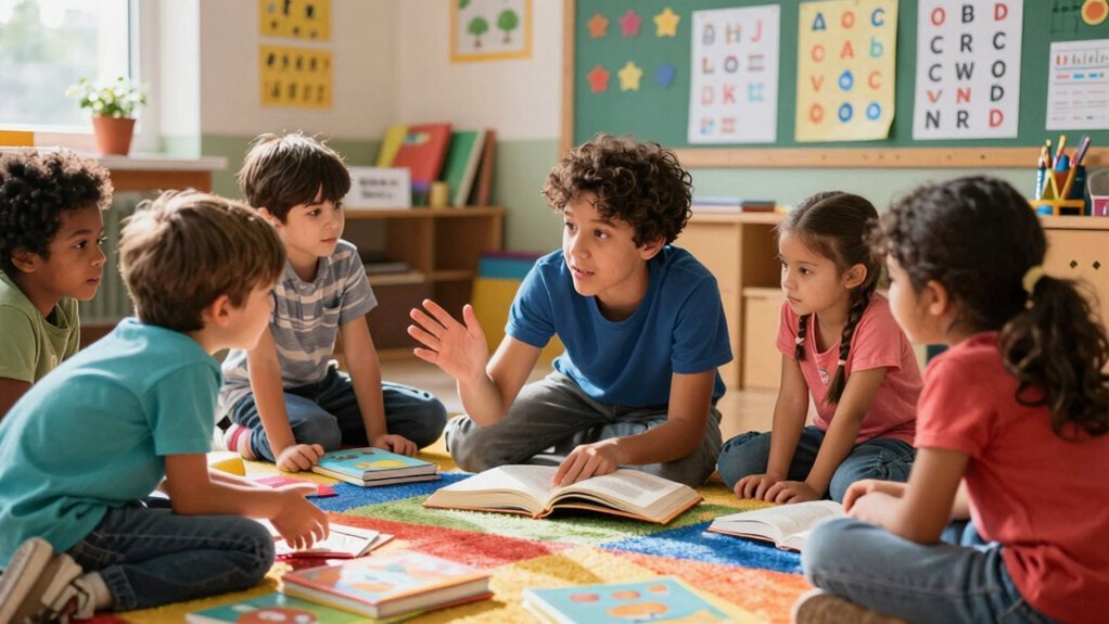 older students model language for younger peers