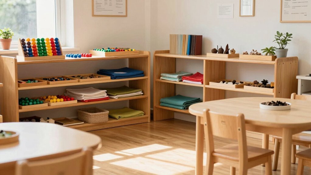 subject based montessori material organization for independent labeled zones