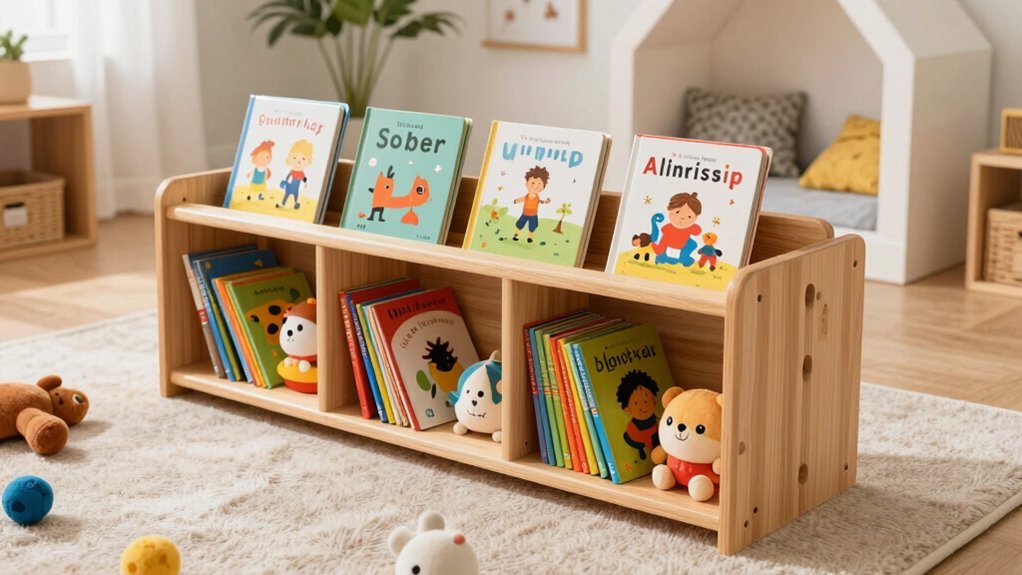 low toddler accessible book shelving