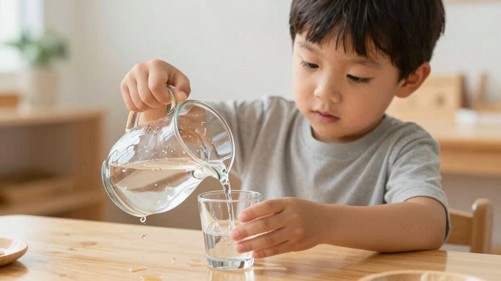 minimal adult intervention fosters independent pouring mastery