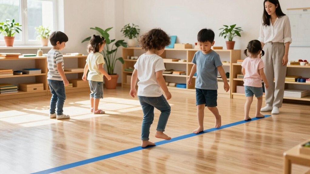 montessori line walking balance discipline