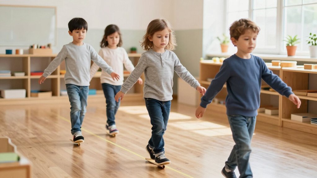 montessori line walking enhances concentration