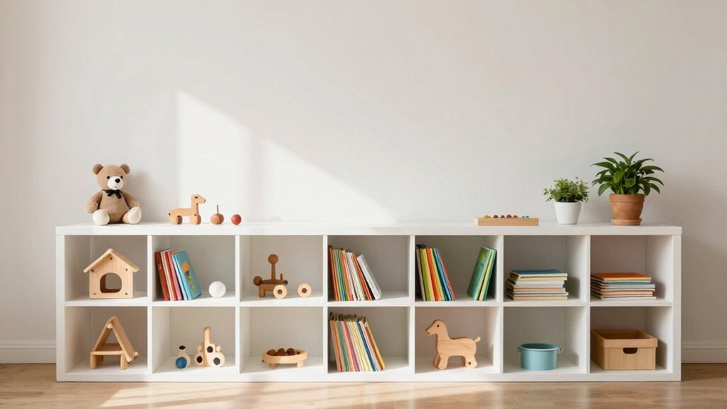 negative space for calm shelves