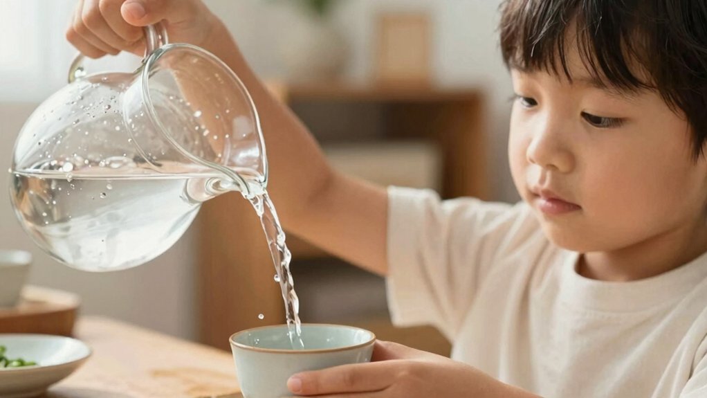pour water for focused concentration