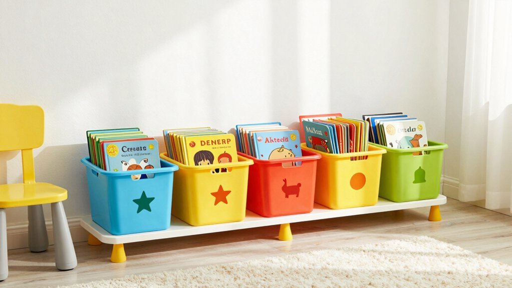 rotating bins with labeled themes