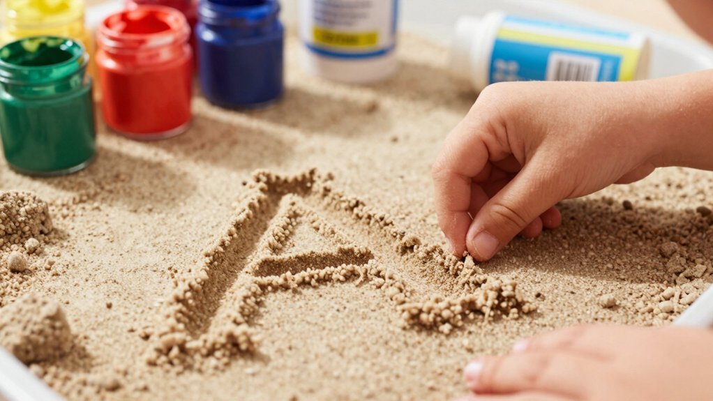 sensory letters with textured trays