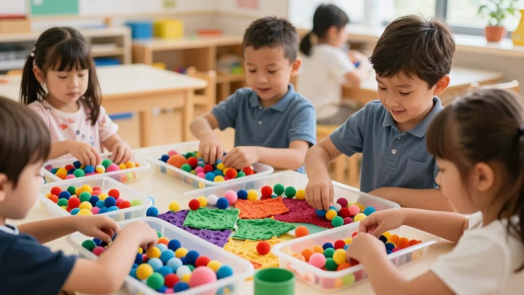 soft tactile pom pom rattles station
