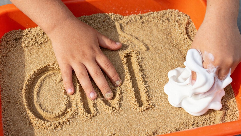 tactile letters with sand tracings