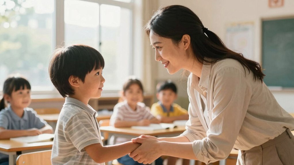 warm handshake eye contact empathy building